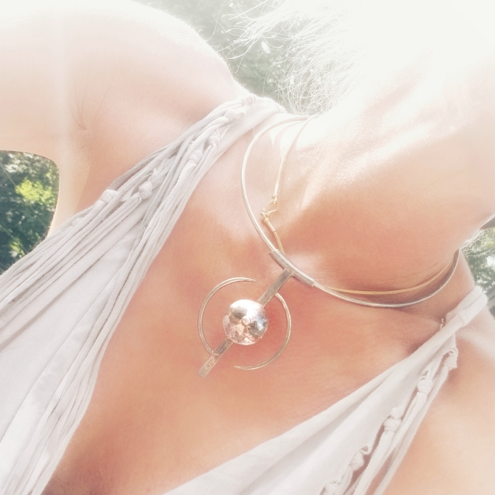 Sterling silver on brass choker collar necklace … - Picture 2 of 7
